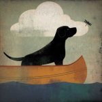 Black Dog Canoe Ride  by Ryan Fowler Painting Print on Canvas