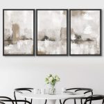 Grunge Paint Stroke Collage Abstract Large Wall Art  3 - Pieces on Canvas