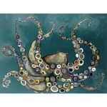 Octopus In The Deep Teal Sea  by Eli Halpin on Canvas
