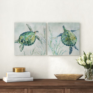 22SeaglassTurtleI222-PiecesonCanvas.jpg Seaglass Turtle I 2 - Pieces on Canvas - Image 1