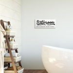 Seat Yourself Bathroom Sign Minimal Black White  by Daphne Polselli on