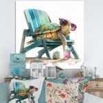 Turtle Laying On A Beach Chair With Sunglasses I  Painting Print on Canvas