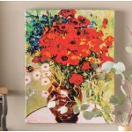 Red Poppies and Daisies' by Vincent Van Gogh, Red Flowers in Jar Fine Art Gallery Canvas Print