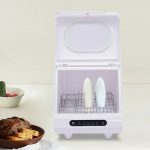 FETCOI Countertop Dishwasher, Compact Countertop 360Streak-Free Deep Cleaning Dishwasher Tableware Dishwashing 5 Washing Programs Automatic Portable Dish Washing Machine with Dish Rack White