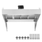SKYSHALO 96in Commercial Exhaust Hood 8ft Food Truck Hood Exhaust 201 Stainless Steel Vent Hood with 2 Detachable U-shaped Grid Oil Filter Mesh for Food Truck Restaurant Kitchen Exhaust