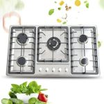 34 In Built-In 5 Burners Cooktop Hob Cooker Kitchen, Stove Top Gas Cooktop Easy Clean NG/LPG Cooking Home
