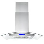 Tieasy 36 inch Island Mount Range Hood 900CFM 4 LED Lights with Glass LCD Touch Control