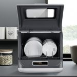 Oyajia Portable Countertop Dishwasher, 8L 800W PP+ABS+Metal 360 Mini Auto Kitchen Dish Washing Machine, 4 Washing Programs