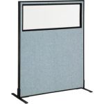 Interion Freestanding Gray Office Partition Panel With Partial Window