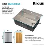 KRAUS Kore Workstation 25" Drop-In or Undermount 16 Gauge Kitchen Sink with Accessories