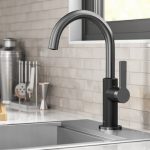 KRAUS Oletto Single Handle Matte Black & Black Stainless Steel Kitchen Bar Faucet