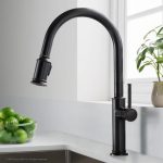 KRAUS Sellette Single Handle Pull Down Kitchen Faucet with Deck Plate and Soap Dispenser in Oil Rubbed Bronze