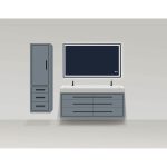 20''W Villa Linen Cabinet, Studio Grey. Wall Hung, Left Hinged Door. Brushed,  …