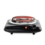 OVENTE Electric Countertop Single Burner, 1000W Cooktop with 6" Stainless Steel Coil, Black BGC101B