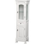 Andover Solid Oak Bathroom Linen Tower with Cabinet Storage in White
