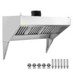 SKYSHALO 84in Commercial Exhaust Hood 7ft Food Truck Hood Exhaust, 201 Stainless Steel Kitchen Concession Trailer Hood with 3 Detachable U-shaped Grid Oil Filter Mesh