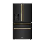 Autograph Edition 36 in. 4-Door French Door Refrigerator with Ice & Water Dispenser in Black Stainless & Polished Gold