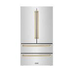 Autograph Edition 36 in. 4-Door French Door Refrigerator with Internal Ice Maker in Stainless Steel & Champagne Bronze