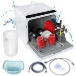 Deco Home Portable Countertop Dishwasher with Water Tank and Hook Up, 5 Cleaning Modes