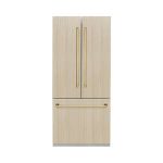 Autograph Edition 36 in. 3-Door Panel Ready French Door Refrigerator w/ Ice and Water Dispenser and Polished Gold Handle
