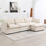 Redenius 4-Piece 112'' Upholstered Corduroy L-Shape Sectional