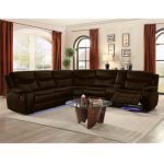Mirabel 97" Wide Faux Leather Reclining Corner Sectional with LED Night Light