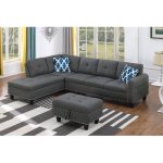 Alger 98" Wide Left Hand Facing Sofa & Chaise with Ottoman