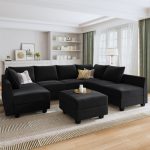 Tremee Modular Corner Sectional Velvet Sofa & Chaise with Ottoman