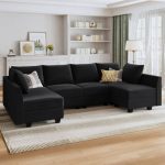 Tremee U Shaped Modular Sectional Velvet Reversible Sofa & Chaise
