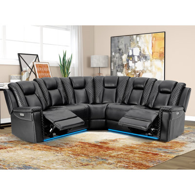 default_name-256.jpg Inarah 3 - Piece Modern Vegan Leather Dual Motor Power Reclining Corner Sectional Sofa with LED - Image 1
