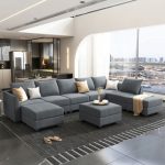 U shaped Modular Sectional Grey Sectional Sofa with Chaise