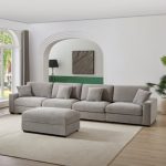 5-piece Upholstered Modular Sofa Sectional with Ottoman
