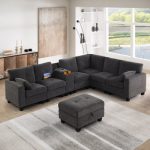 8- Piece Upholstered Sectional Sofa With USB Ports & Storage
