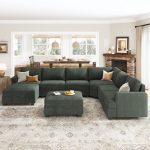 Nolany Corduroy Sectional Upholstered Modular Sectional Sofa with Storage Ottoman