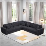 Philpott 5-Piece Oversized Corduroy Upholstered Modular Sectional Sofa with Wide Deep Seat