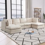 Darisley 129"W Upholstered Feather Down Filled Modular Sectional