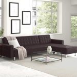 Rosina 118" Wide Faux Leather Reversible Sofa Bed & Chaise Sectional