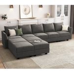Sabira Velvet Reversible Modular Sofa & Chaise with Ottoman