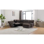 Quatasia 5 - Piece Vegan Leather Reclining Chaise Sectional with Cupholder & Storage