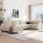 Abuzer Corduroy Modular Sectional Sofa with Ottoman L Shaped Corner Sectional