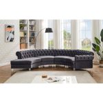 Dikkie 139" Wide Velvet Symmetrical Modular Seating Component