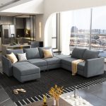 U shaped Corner Modular Sectional Reversible Sofa Couch with Storage Seat