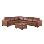 Coralin 6 - Piece Cowhide Top Grain Genuine Leather Sectional with Ottoman