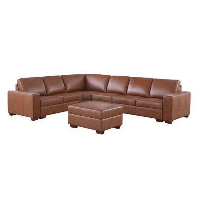 default_name-483.jpg Coralin 6 - Piece Cowhide Top Grain Genuine Leather Sectional with Ottoman - Image 1