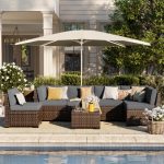 7 Piece Rattan Sectional Seating Group with Cushions
