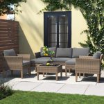 Annancy 6-Piece Outdoor Conversation Set with Sofa and Club Chairs in Mixed Brown Wicker
