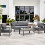 Brandtley 5-Person Metal Outdoor Seating Group With Cushions