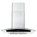 Tieasy 30 inch Wall Mount Range Hood Stainless Steel Black Touch Panel Kitchen Vent Fan