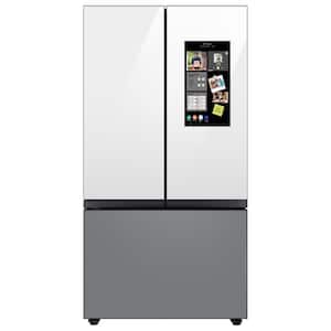 white-glass-matt-grey-glass-samsung-french-door-refrigerators-rf24bb69006m-64_300.jpg Bespoke 24 cu. ft. 3-Door French Door Smart Refrigerator with Family Hub in White Glass/Matt Grey Glass, Counter Depth - Image 1