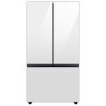 Bespoke 30 cu. ft. 3-Door French Door Smart Refrigerator with Beverage Center in White Glass, Standard Depth